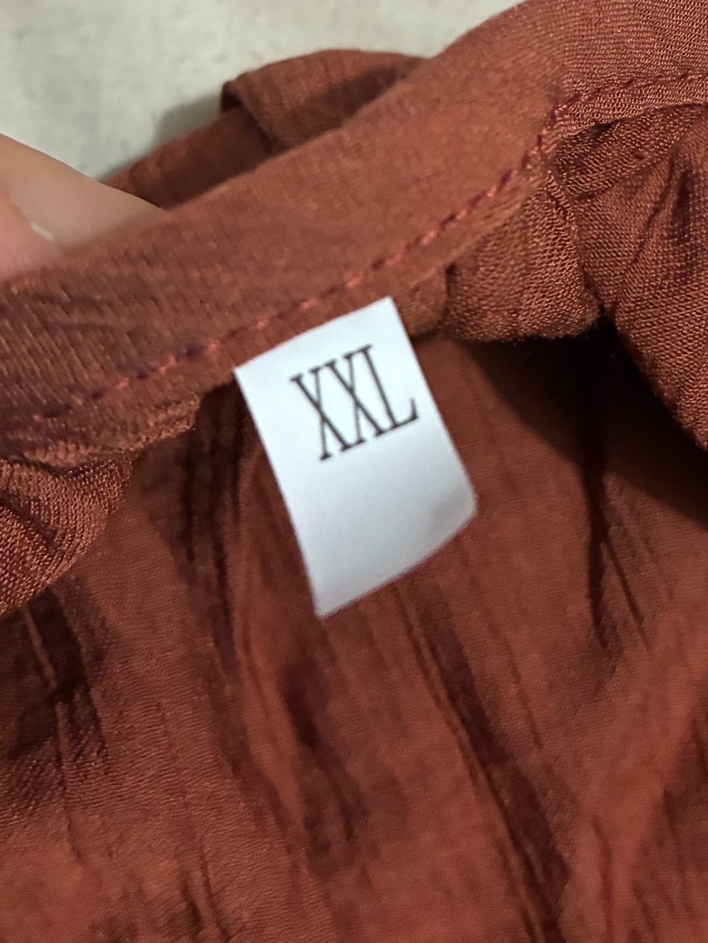Rust Brown V-Neck Balloon Sleeve Tunic Top - Picture 5 of 5